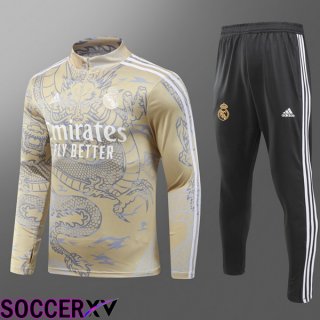 Real Madrid Training Tracksuit Suit Kids Yellow 2024/2025