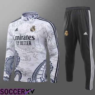 Real Madrid Training Tracksuit Suit Kids White 2024/2025