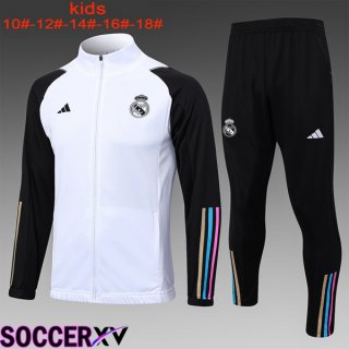 Real Madrid Training Jacket Suit Kids White 2024/2025