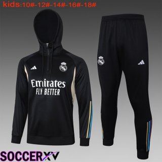 Real Madrid Training Tracksuit Hoodie Kids Black 2024/2025