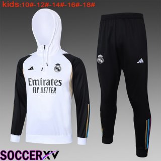 Real Madrid Training Tracksuit Hoodie Kids White 2024/2025