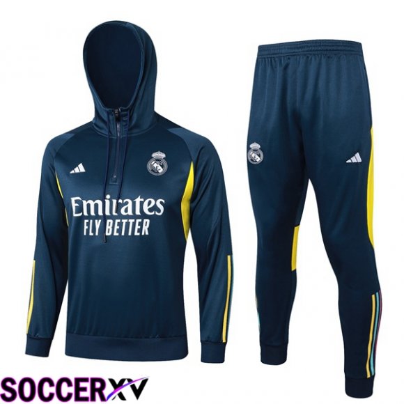 Real Madrid Training Tracksuit Sweatshirt Hoodie Blue Royal 2024/2025