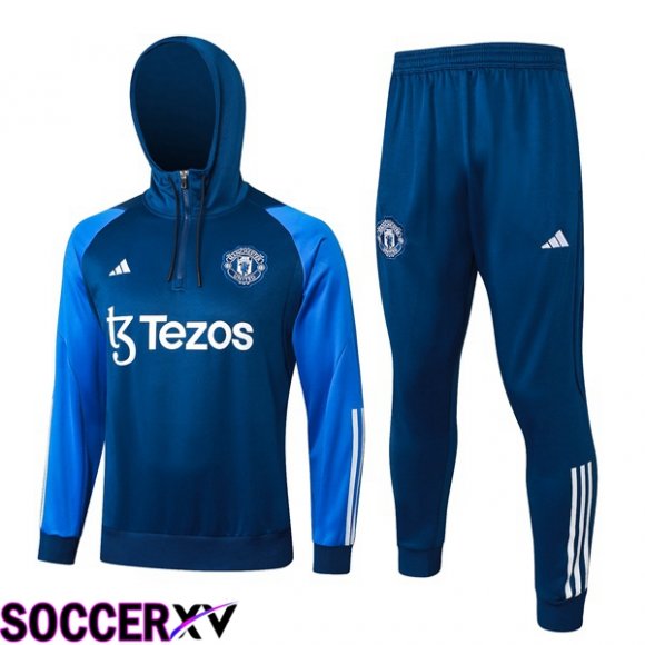 Manchester United Training Tracksuit Sweatshirt Hoodie Blue 2024/2025