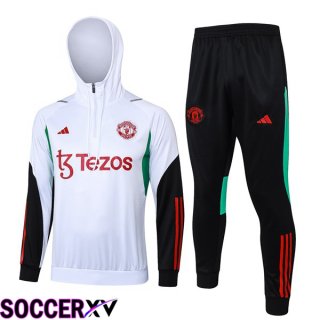 Manchester United Training Tracksuit Sweatshirt Hoodie White 2024/2025