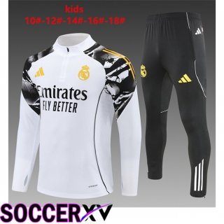 Real Madrid Kids Training Jacket Hoodie Training Tracksuit White 2025/2026