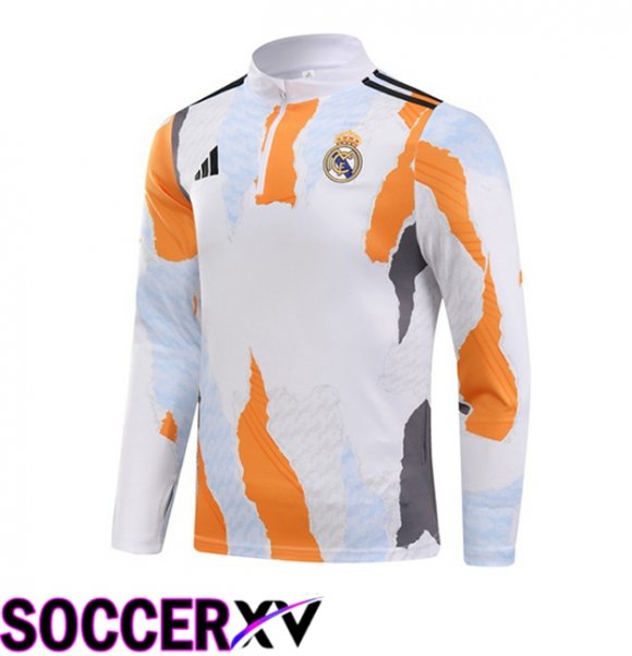 Real Madrid Training Sweatshirt White Yellow 2025/2026