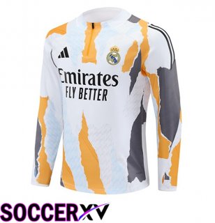 Real Madrid Training Sweatshirt White Yellow 2025/2026