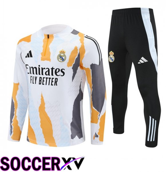 Real Madrid kit Training Tracksuit White Yellow 2025/2026