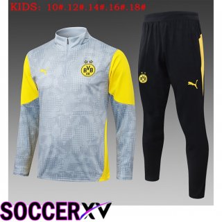Dortmund BVB Kids Training Jacket Hoodie Training Tracksuit Grey 2025/2026