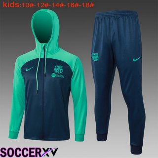 FC Barcelona Training Tracksuit Hoodie Kids Green Blue Royal 2024/2025