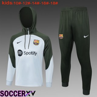 FC Barcelona Training Tracksuit Hoodie Kids Green White 2024/2025