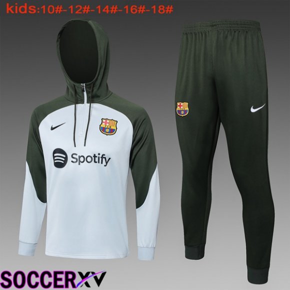 FC Barcelona Training Tracksuit Hoodie Kids Green White 2024/2025