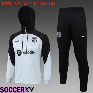 FC Barcelona Training Tracksuit Hoodie Kids Black White 2024/2025