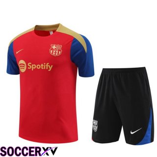 FC Barcelona Training T Shirt + Shorts Red 2024/2025