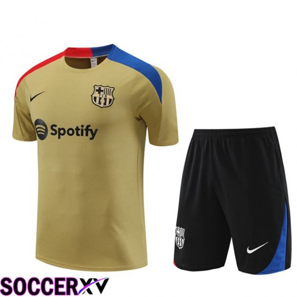 FC Barcelona Training T Shirt + Shorts Yellow 2024/2025