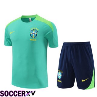 Brazil Training T Shirt + Shorts Green 2024/2025