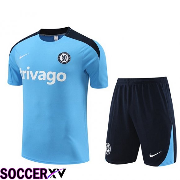 FC Chelsea Training T Shirt + Shorts Blue 2024/2025