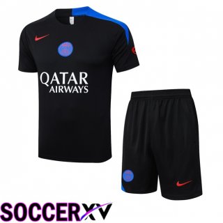 Paris PSG kit Training T Shirt + Shorts Black 2025/2026
