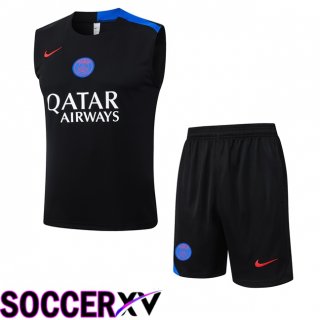 Paris PSG Gilet Soccer + Shorts Black 2025/2026