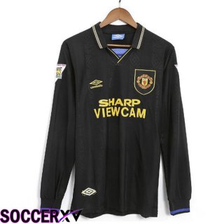 Manchester United Retro Soccer Jersey Away Long sleeve Black 1993-1995