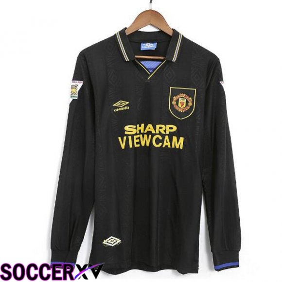 Manchester United Retro Soccer Jersey Away Long sleeve Black 1993-1995