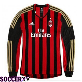 AC Milan Retro Soccer Jersey Home Long sleeve Red 2013-2014