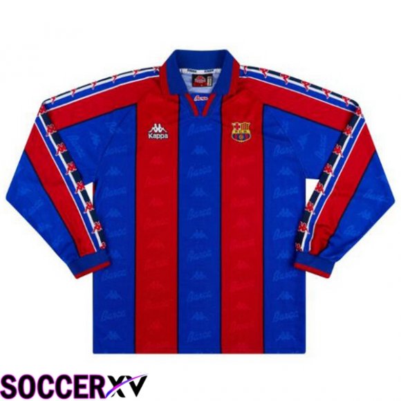 FC Barcelona Retro Soccer Jersey Home Long sleeve Red Blue 1996-1997