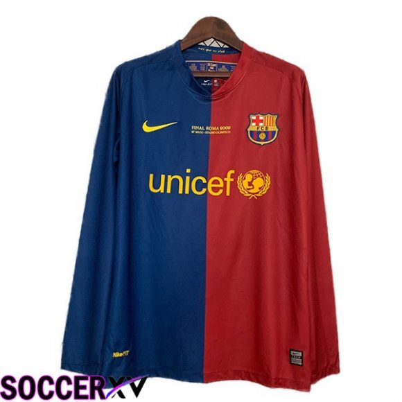 FC Barcelona Champions League Retro Jersey Home Long sleeve Red Blue 2008-2009