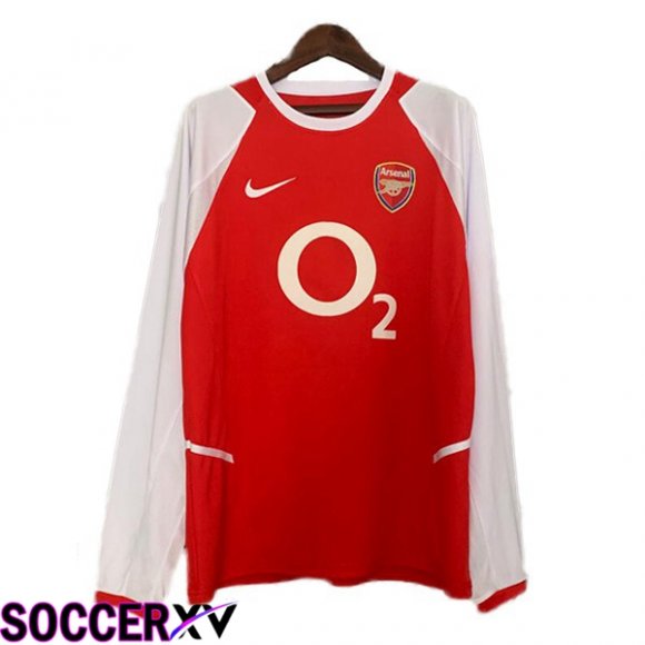 Arsenal Retro Soccer Jersey Home Long sleeve Red 2002-2004