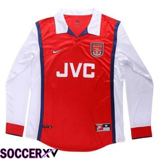 Arsenal Retro Soccer Jersey Home Long sleeve White Red 1998-1999