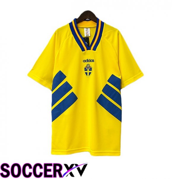 Sweden Retro Home Soccer Jersey Yellow 1994