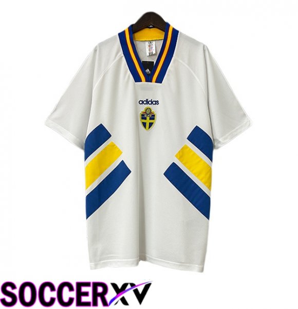 Sweden Retro Away Soccer Jersey White 1994