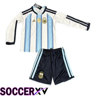 Argentina Kids Home Soccer Jersey Long sleeve Soccer World Cup 2026