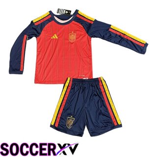 Spain Kids Home Soccer Jersey Long sleeve Soccer World Cup 2026