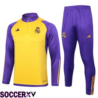 Real Madrid Training Tracksuit Suit Purple/Yellow 2024/2025