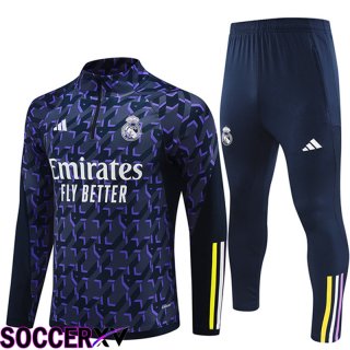 Real Madrid Training Tracksuit Suit Purple/Black 2024/2025