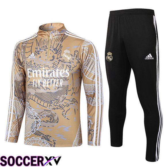 Real Madrid Training Tracksuit Suit Brown/Grey/White 2023/2024