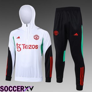 Manchester United Kids Training Tracksuit Hoodie White/Black/Red/Green 2023/2024