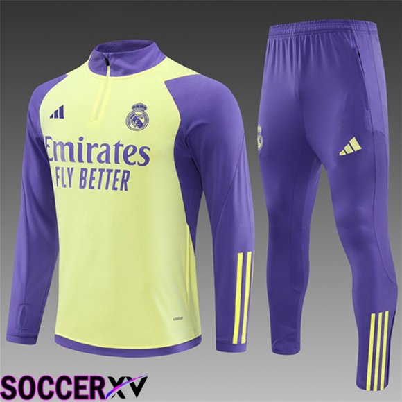 Real Madrid Kids Training Tracksuit Suit Yellow/Purple 2024/2025