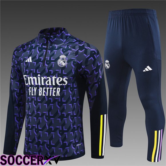 Real Madrid Kids Training Tracksuit Suit Purple/Black 2024/2025