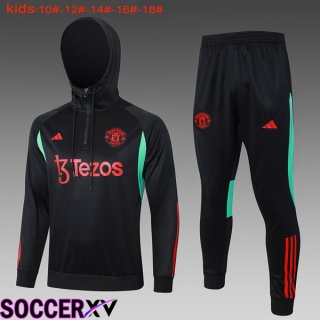 Manchester United Kids Training Tracksuit Hoodie Black 2024/2025