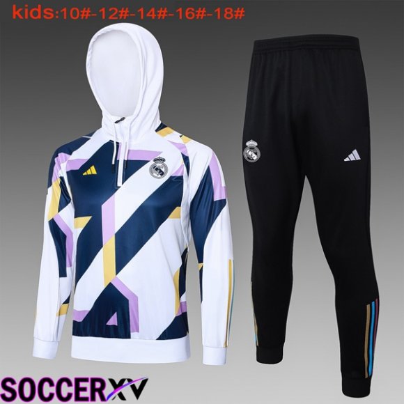 Real Madrid Kids Training Tracksuit Hoodie White 2024/2025