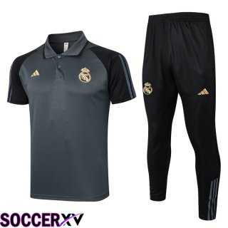 Real Madrid Soccer Polo + Pants Grey 2024/2025