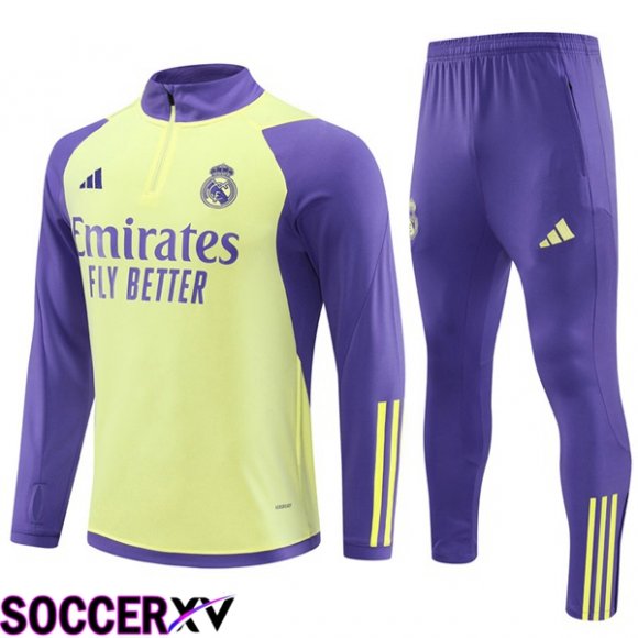 Real Madrid Training Tracksuit Suit Yellow Purple 2024/2025