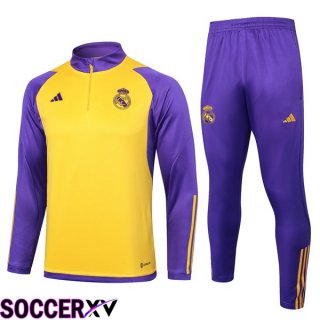 Real Madrid Training Tracksuit Suit Yellow Purple 2024/2025