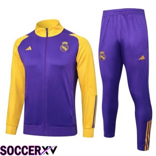 Real Madrid Training Jacket Suit Purple Yellow 2024/2025