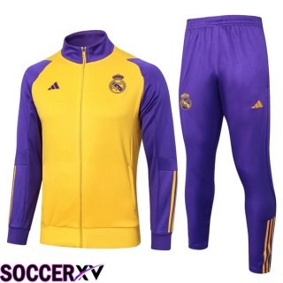 Real Madrid Training Jacket Suit Yellow Purple 2024/2025