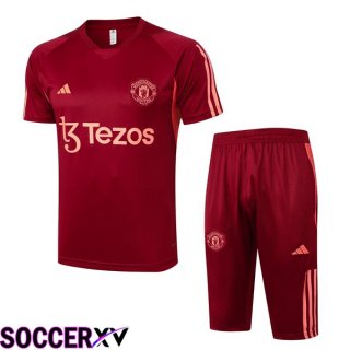 Manchester United Training T Shirt + Shorts Red 2024/2025