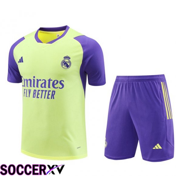 Real Madrid Training T Shirt + Shorts Yellow 2024/2025