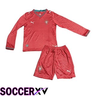 Portugal Kids Home Soccer Jersey Long sleeve Soccer World Cup 2026